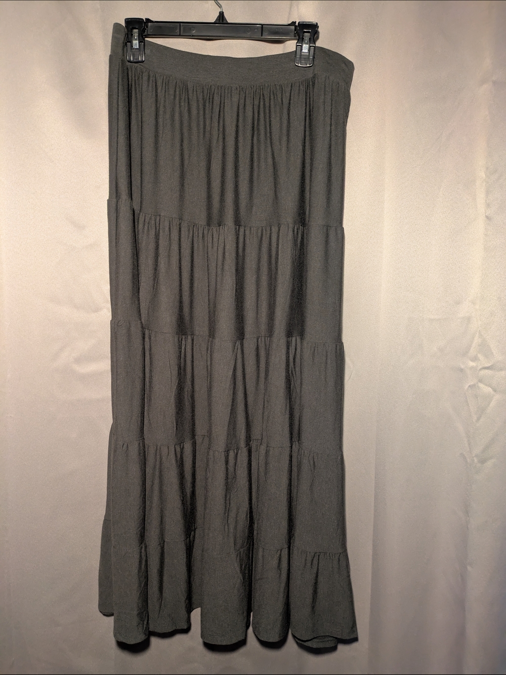 Zenana Outfitters Dark Gray Tiered Maxi Skirt